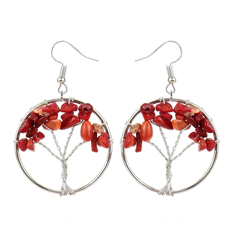 Fashion Tree Natural Stone Copper Beaded Plating Drop Earrings 1 Pair