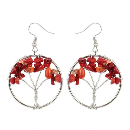 Fashion Tree Natural Stone Copper Beaded Plating Drop Earrings 1 Pair