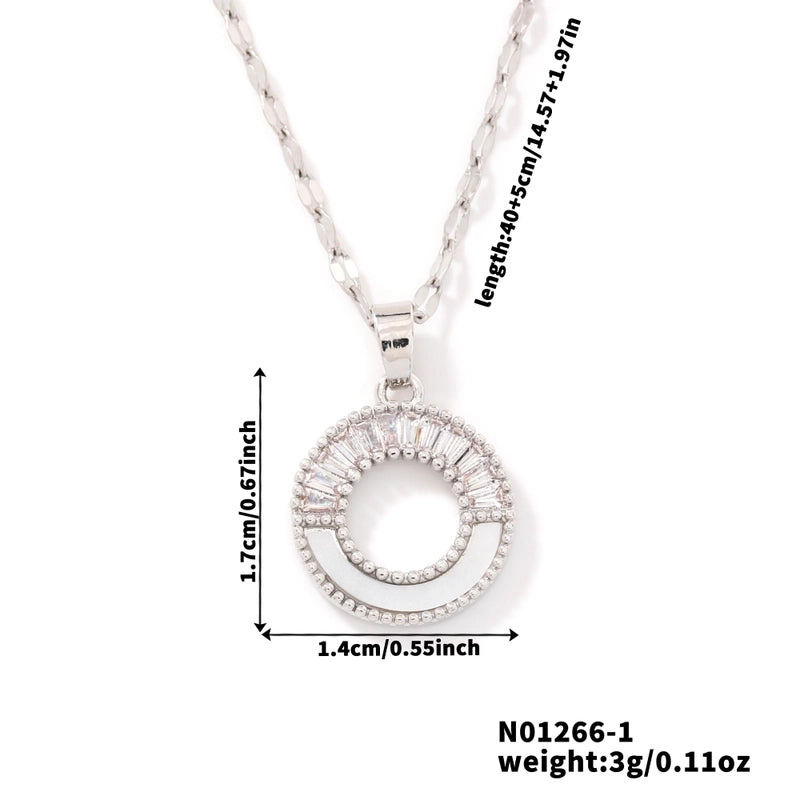 304 Stainless Steel Copper Coffee Bean Chain K Gold Plated Sun Color Block Zircon Pendant Necklace