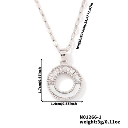 304 Stainless Steel Copper Coffee Bean Chain K Gold Plated Sun Color Block Zircon Pendant Necklace