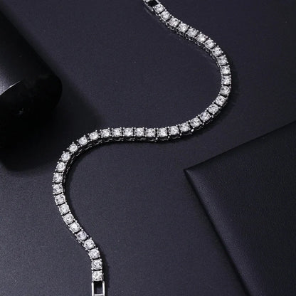 Copper Hip-Hop Inlay Round Zircon Bracelets Necklace