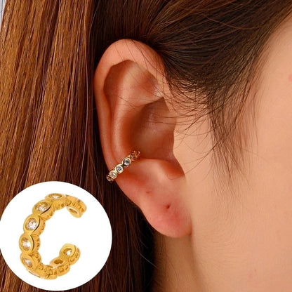 1 Piece Minimalist Commute Geometric Inlay Copper Zircon Ear Cuffs