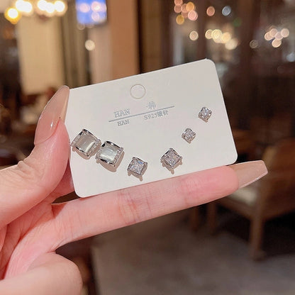 1 Pair Retro Heart Shape Bow Knot Inlay Silver Artificial Pearls Zircon Earrings