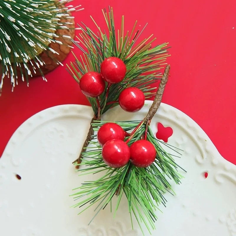 Christmas Simulation Pine Needle Strip Pine Leaf Mini Christmas Tree Accessories Gift Box Decoration Simulation Flower Christmas Decoration Ornaments