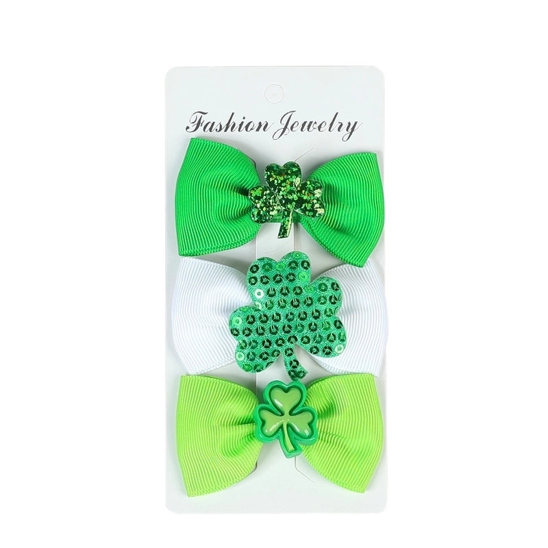 Halloween Christmas Independence Day Ethnic Style Kid'S Halloween Pattern Santa Claus American Flag Sequins Knitting Bowknot Hair Clip