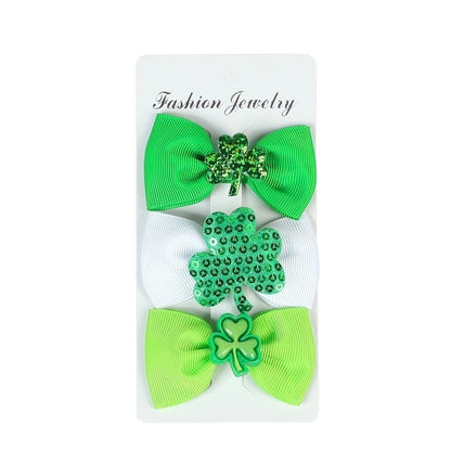 Halloween Christmas Independence Day Ethnic Style Kid'S Halloween Pattern Santa Claus American Flag Sequins Knitting Bowknot Hair Clip