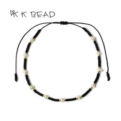 1 Piece Minimalist Color Block Freshwater Pearl Glass Beaded Bracelets