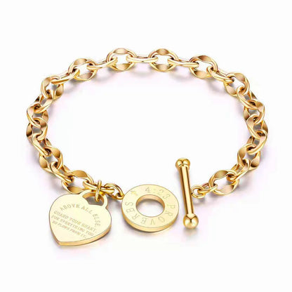 Women Letter Rhombus Titanium Steel 18K Gold Plated Bracelets