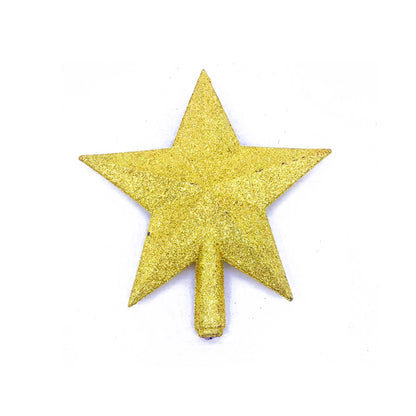 Christmas Tree Top Star 12/15/20/25/30cm Three-dimensional Blow Molded Five-pointed Star Multi-specification Christmas Tree Gold Powder Five Stars