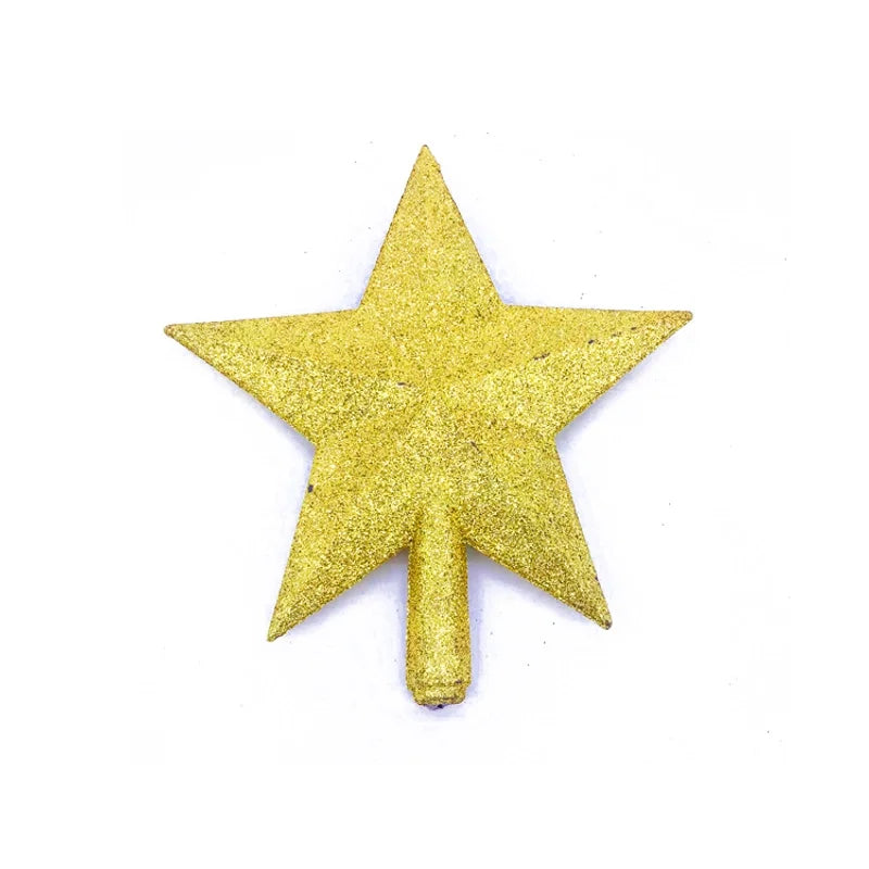 Christmas Tree Top Star 12/15/20/25/30cm Three-dimensional Blow Molded Five-pointed Star Multi-specification Christmas Tree Gold Powder Five Stars