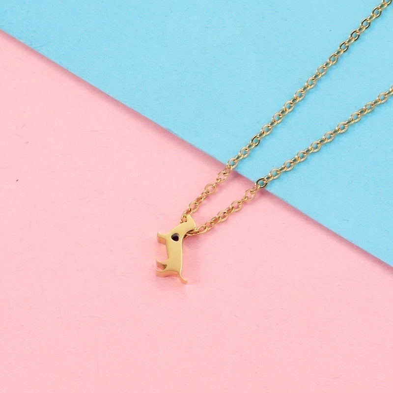 Cute Minimalist Dog Heart Shape 304 Stainless Steel 18K Gold Plated Plating Pendant Necklace