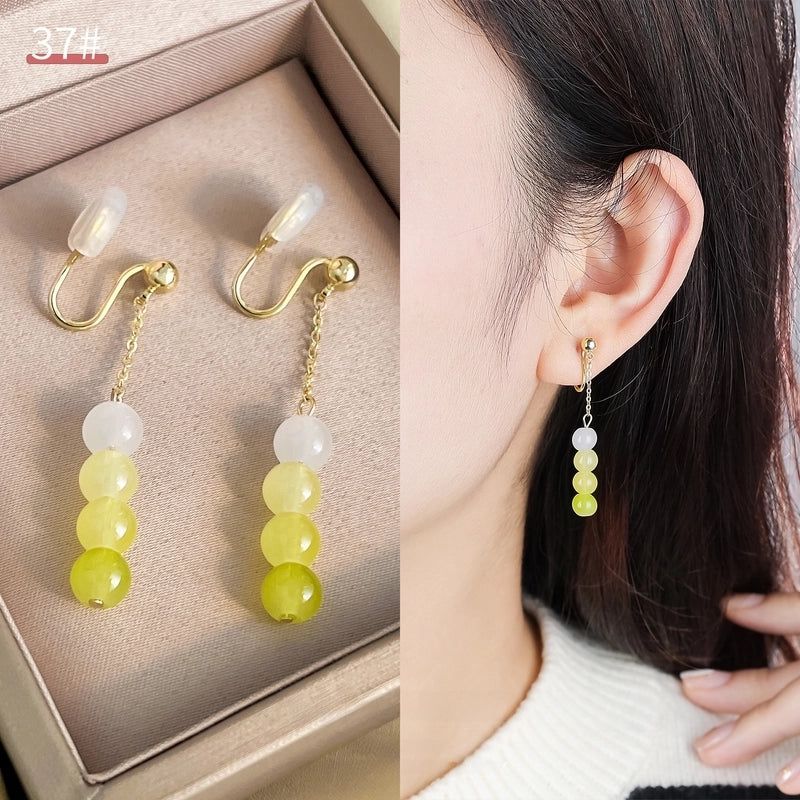 Mosquito Incense Plate Ear Clip Women's Ear Holes Exquisite Pearl Earrings Advanced Hong Kong Style Retro Niche Light Luxury Earrings