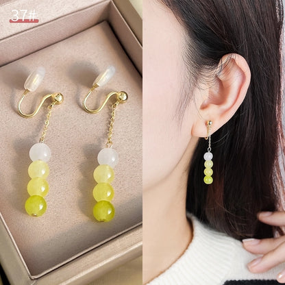 Mosquito Incense Plate Ear Clip Women's Ear Holes Exquisite Pearl Earrings Advanced Hong Kong Style Retro Niche Light Luxury Earrings
