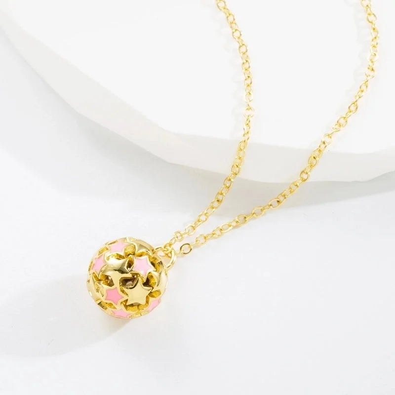 Fashion Pentagram Ball Copper Enamel Pendant Necklace 1 Piece