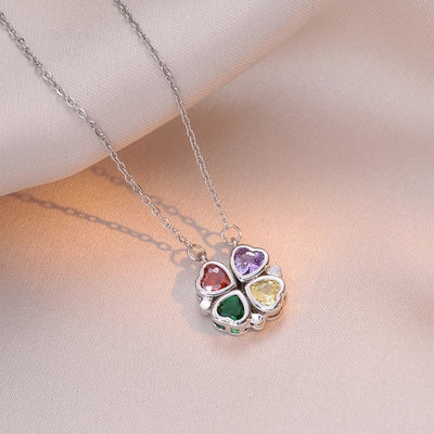 Minimalist Heart Shape Titanium Steel Inlay Rhinestones Women\'s Pendant Necklace