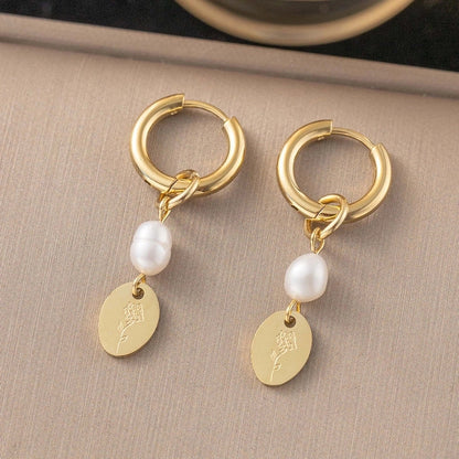 1 Pair Minimalist Star Heart Shape Plating Titanium Steel Drop Earrings Ear Studs