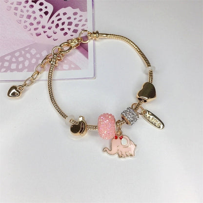 Cute Minimalist Dolphin Heart Shape Flower Stainless Steel Alloy Resin Rhinestones Bangle In Bulk