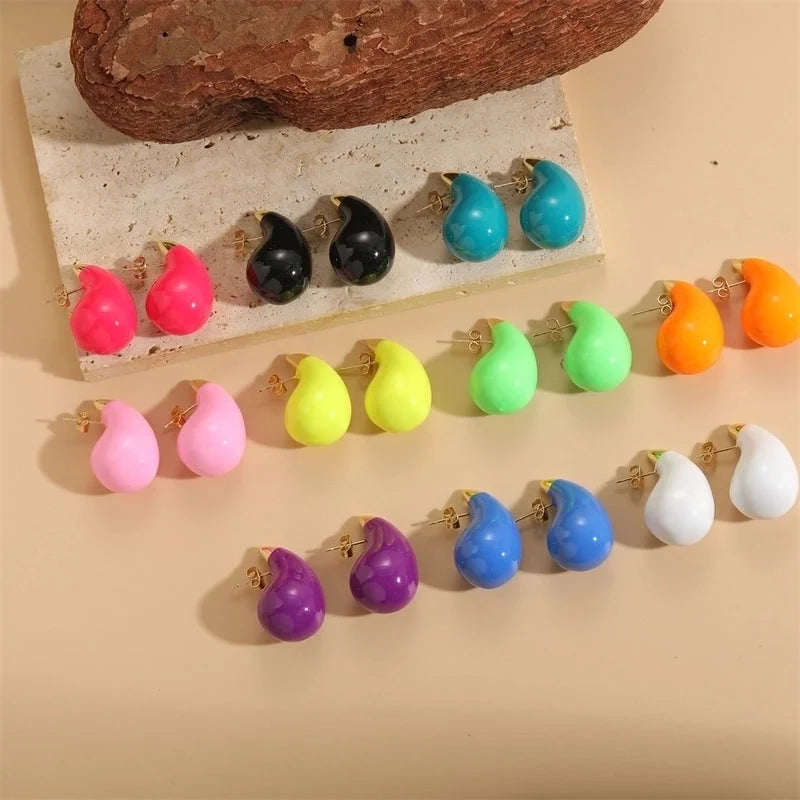 1 Pair Minimalist Water Droplets Epoxy Plating Brass 14k Gold Plated Ear Studs