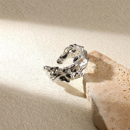 Exaggerated Beach Minimalist Geometric Starfish Shell 304 Stainless Steel Wide Band Rings Open Rings Rings