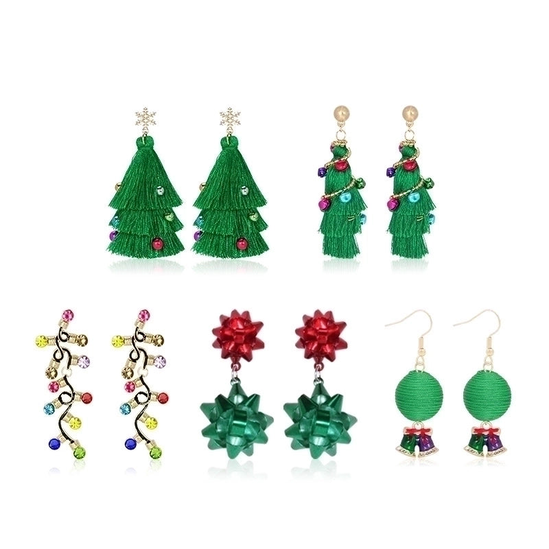 1 Pair Minimalist Christmas Tree Inlay Alloy Zircon Drop Earrings