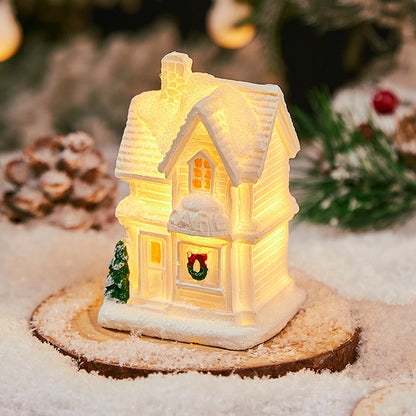 Christmas Small Ornaments Holiday Decorations Christmas Eve House Micro Landscape Luminous Desktop Window Scene Layout Gift