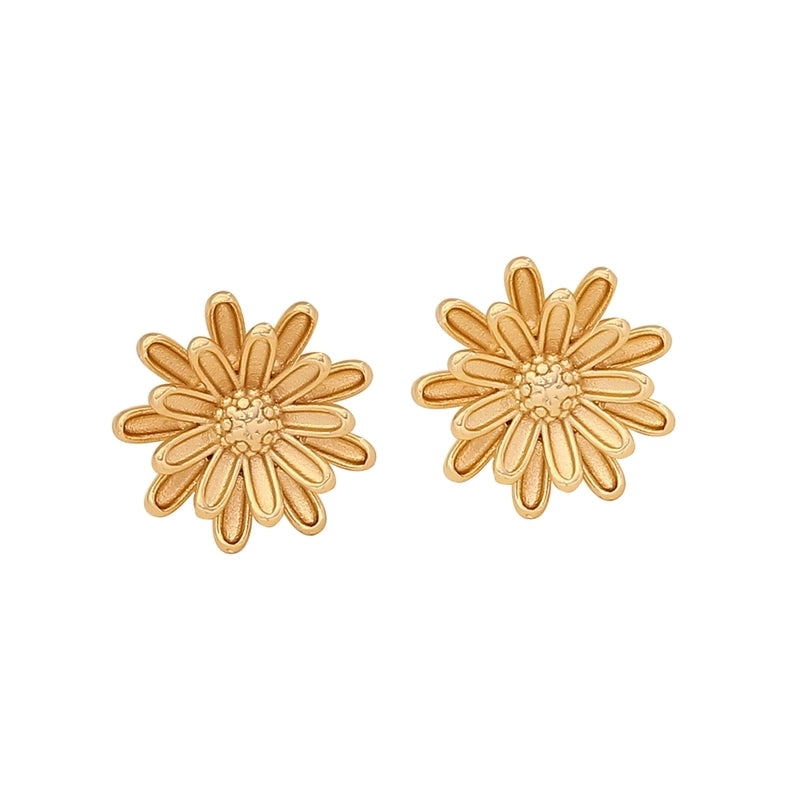 1 Pair Elegant Minimalist Sunflower Flower Plating 304 Stainless Steel 18K Gold Plated Ear Studs