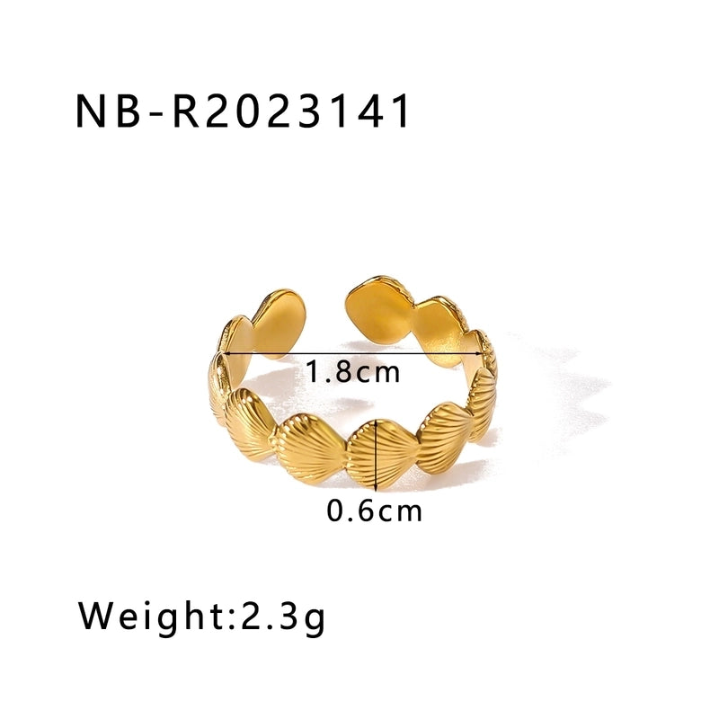 Vintage Style Modern Style Minimalist Starfish Shell 304 Stainless Steel 18K Gold Plated Plating Open Rings