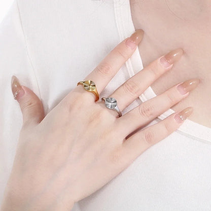 Basic Minimalist Classic Style Geometric 304 Stainless Steel 18K Gold Plated Rings