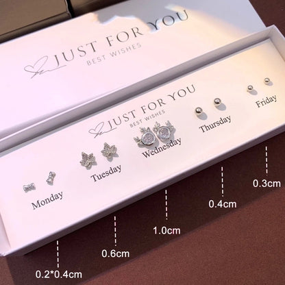 1 Set Cute Animal Sunflower Fruit Inlay Copper Artificial Pearls Zircon 14K Gold Plated Cartilage Earrings