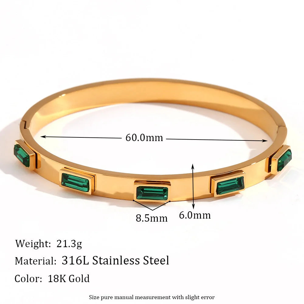 Fashion Round Circle Stainless Steel 18K Gold Plated Bangles