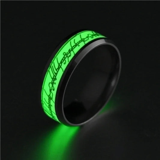 Cross-border Ornament Stainless Steel Luminous Ring Fluorescent Stall Supply Titanium Steel Magic Ring The Lord Of The Rings