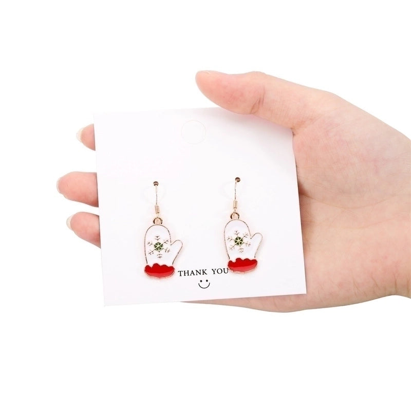 Fashion Christmas Tree Snowflake Elk Silver Plated Enamel Women's Earrings 1 Pair