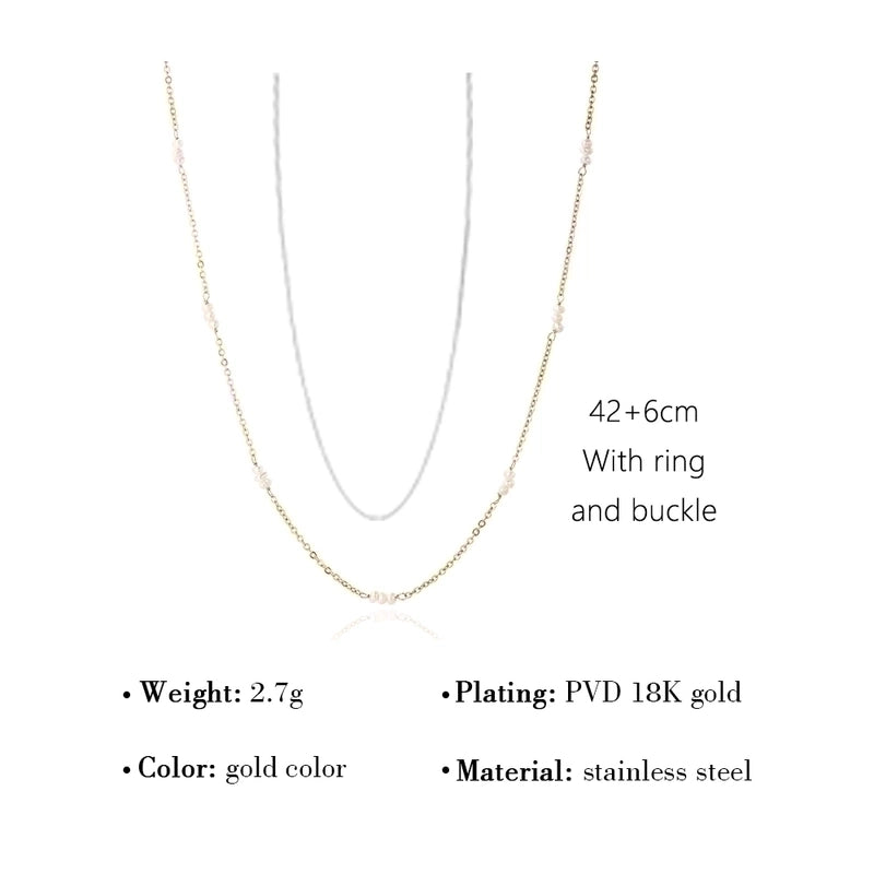 Fashion Round Flower 304 Stainless Steel 18K Gold Plated Pearl Plating Necklace