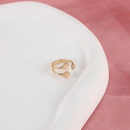 Classic Style Flower 304 Stainless Steel Rhinestones Inlay Open Rings