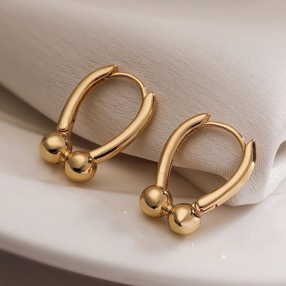 1 Pair Minimalist Commute Geometric Copper 18K Gold Plated Earrings