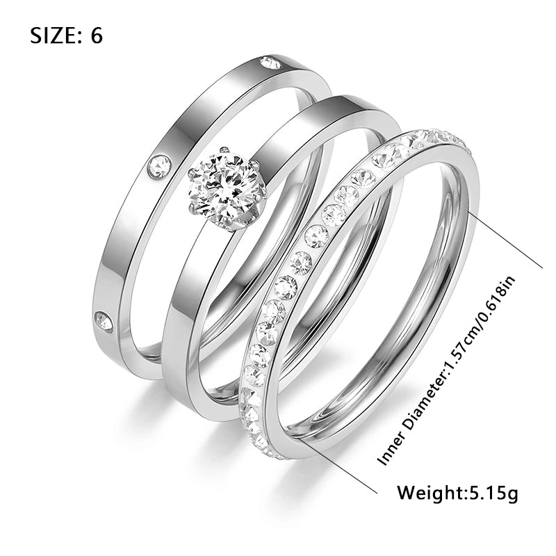 Elegant Minimalist Solid Color Stainless Steel Plating Inlay Zircon 18k Gold Plated Rose Gold Plated White Gold Plated Rings