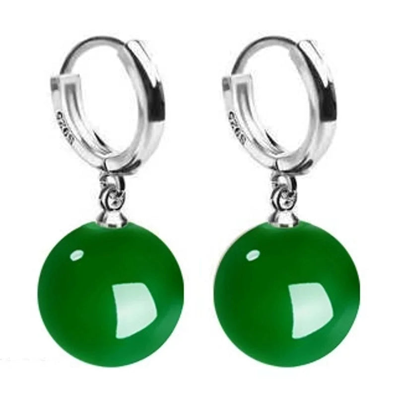 1 Pair Elegant Round Agate Drop Earrings