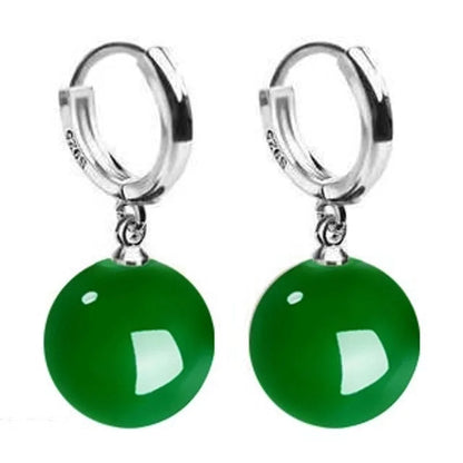 1 Pair Elegant Round Agate Drop Earrings