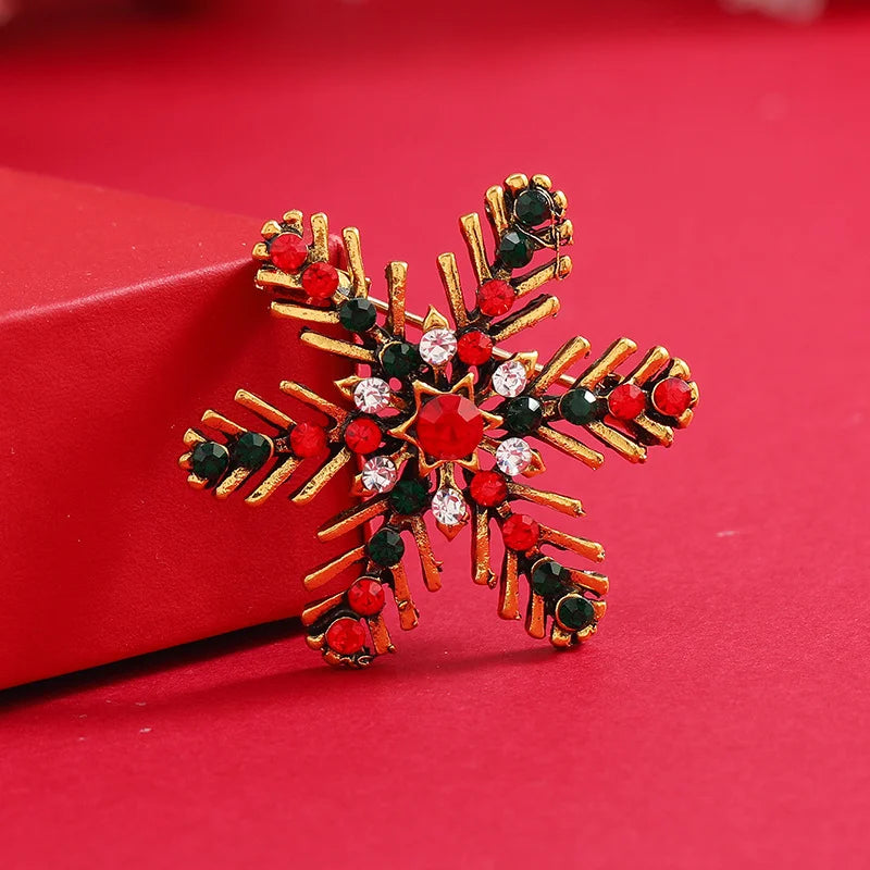 Christmas Snowflake Brooch Gift Colorful Crystal Pin Suit Decoration Brooch