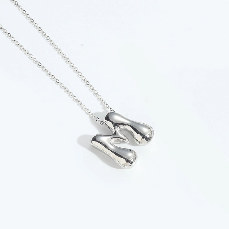 Copper White Gold Plated Letter Pendant Necklace