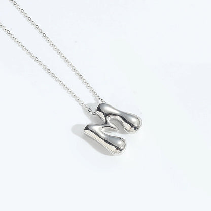 Copper White Gold Plated Letter Pendant Necklace