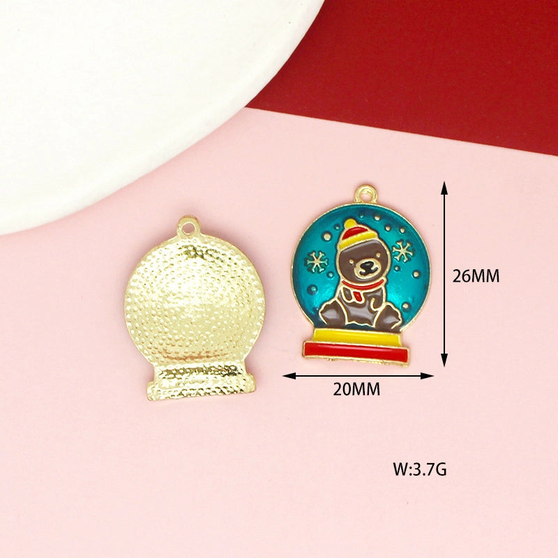 10 PCS/Package 17 * 21mm 17 * 22mm 19 * 24mm Alloy Rhinestones Penguin Christmas Tree Snowman Pendant Jewelry Accessories