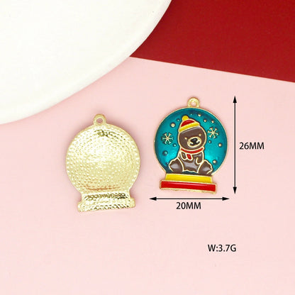 10 PCS/Package 17 * 21mm 17 * 22mm 19 * 24mm Alloy Rhinestones Penguin Christmas Tree Snowman Pendant Jewelry Accessories