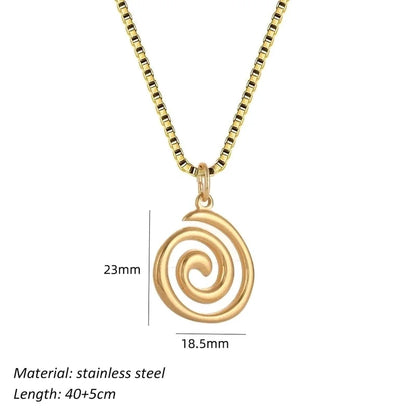 Basic Modern Style Classic Style Spiral 304 Stainless Steel 18K Gold Plated Pendant Necklace