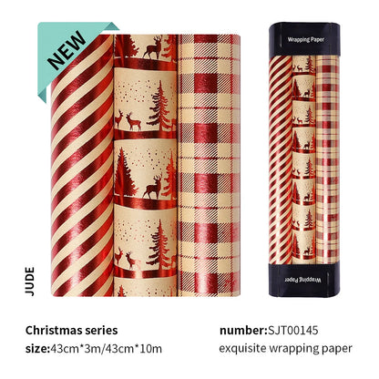 Kraft Paper Red Hot Stamping Christmas Gift Wrapping Paper Book Wrapping Paper