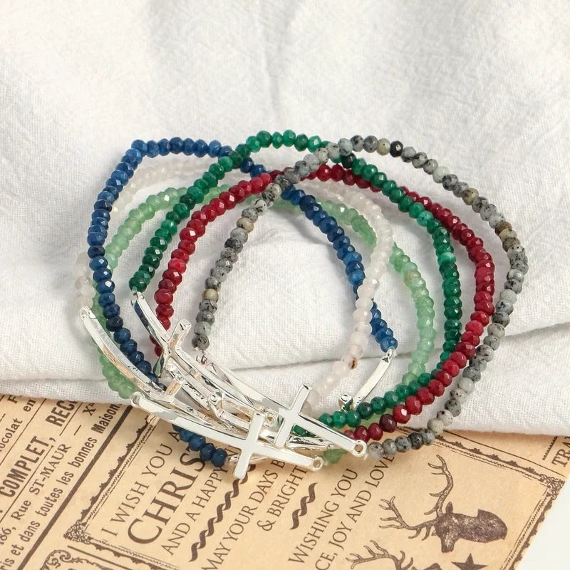 Minimalist Cross Beaded Copper Bracelets