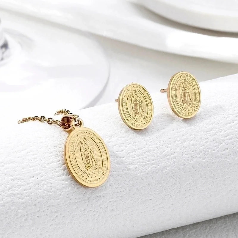 Vintage Style Geometric 304 Stainless Steel 18K Gold Plated Plating Earrings Necklace