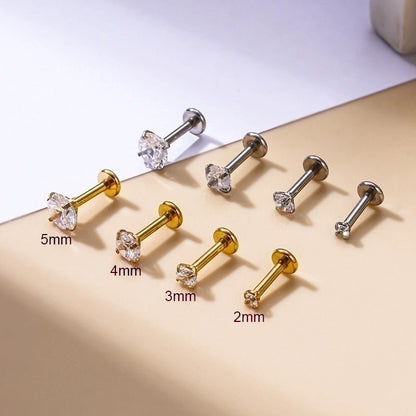 1 Piece Lip Rings Fashion Geometric 316L Stainless Steel Plating Zircon