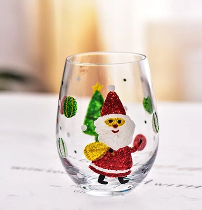 Christmas Cute Christmas Tree Santa Claus Snowman Glass Water Bottles 1 Piece