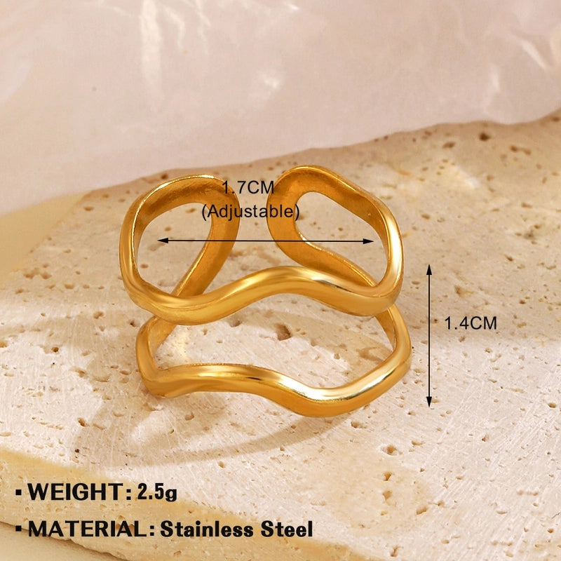 Minimalist Geometric 304 Stainless Steel Irregular Plating Open Rings